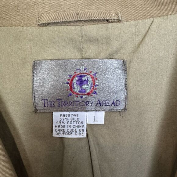 S‎ Territory Ahead Blazer Jacket Men's L Beige Silk Cotton Blend 3 Button - Picture 3 of 6